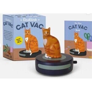 Desktop Cat Vac Wind Up Toy with Cats and Vacuums Book Running Press NEW SEALED